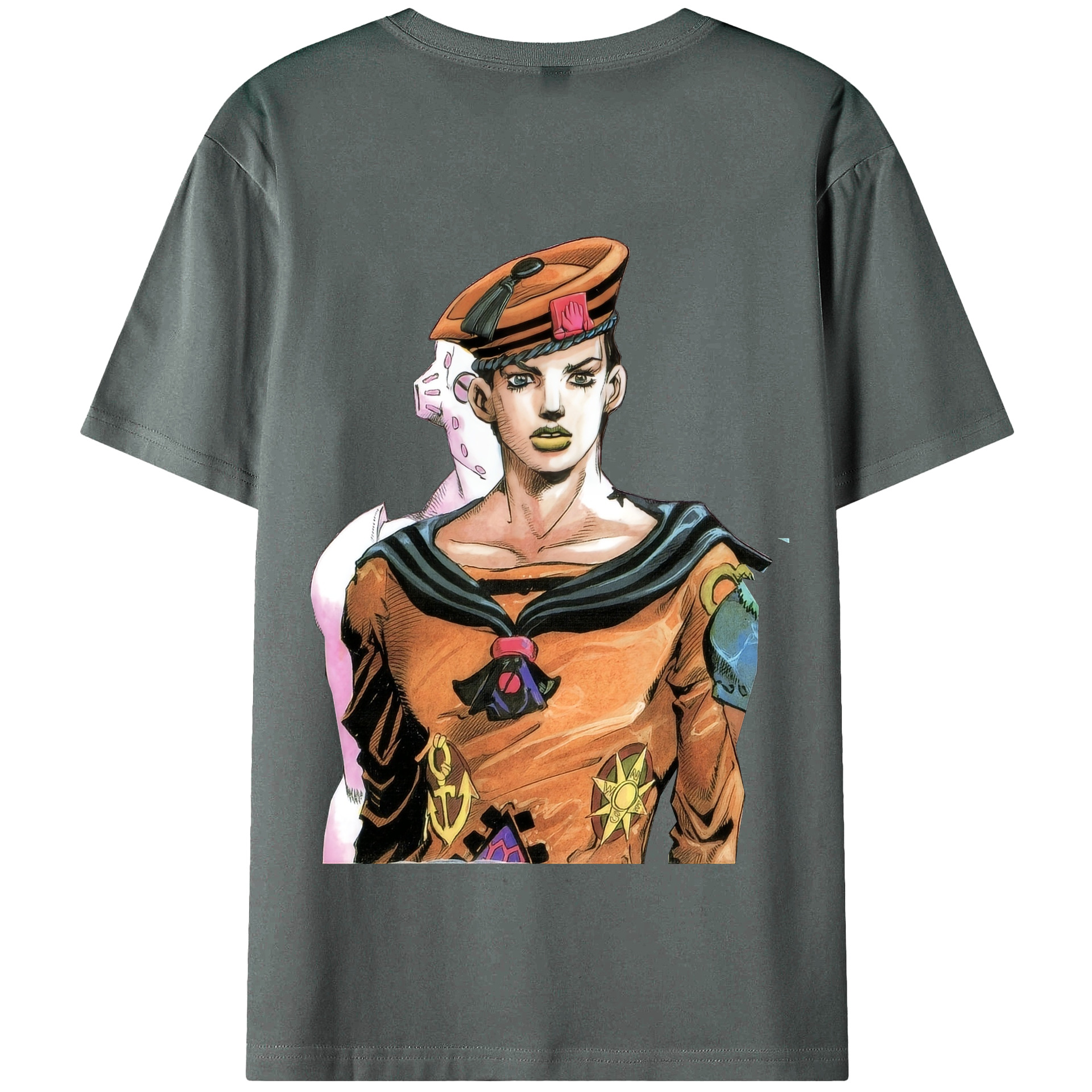 （画像用） ジョジョの奇妙な冒険 東方定助 JoJo's Bizarre Adventure Higashikata Josuke 綿100％半袖Tシャツ（背面プリント）